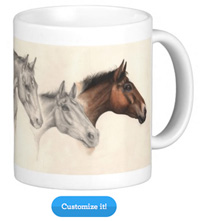 Three Horses in Pencil and Watercolor Mug