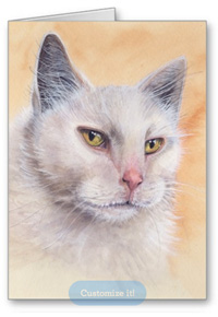 White cat greeting card
